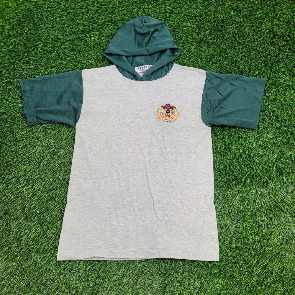 Vintage 80s Taz-Mania Mesh Hooded Shirt Small 17x24 Cropped